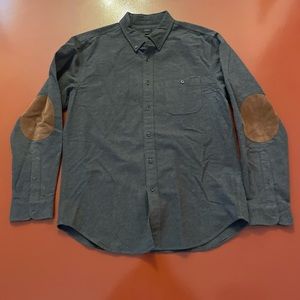 J. Crew Men’s cotton button down with leather elbow patches size Large